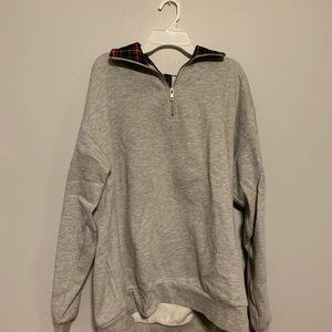 Plaid collar sweatshirt